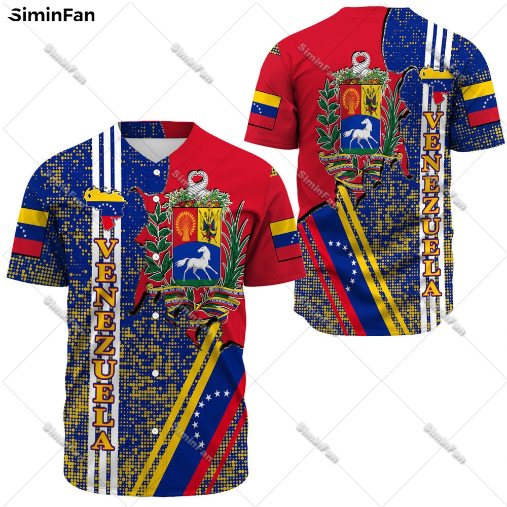 Venezuela Coat Of Arms Baseball Jersey Shirt 3D All Over Printed Mens Summer Collarless Tee Unisex Sporty Tshirt Female Top-1