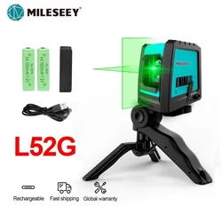 MILESEEY-Nivel láser L52, herramienta de nivelación de 2 líneas, 4 °, nivelado automático, cruce de rayos Horizontal y Vertical