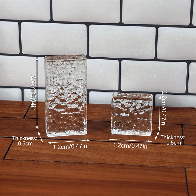 Mini ladrillos transparentes para casa de muñecas, 20 piezas, ondas de agua, ladrillos de cristal, modelo de casa de muñecas, accesorios de construcción de microescena