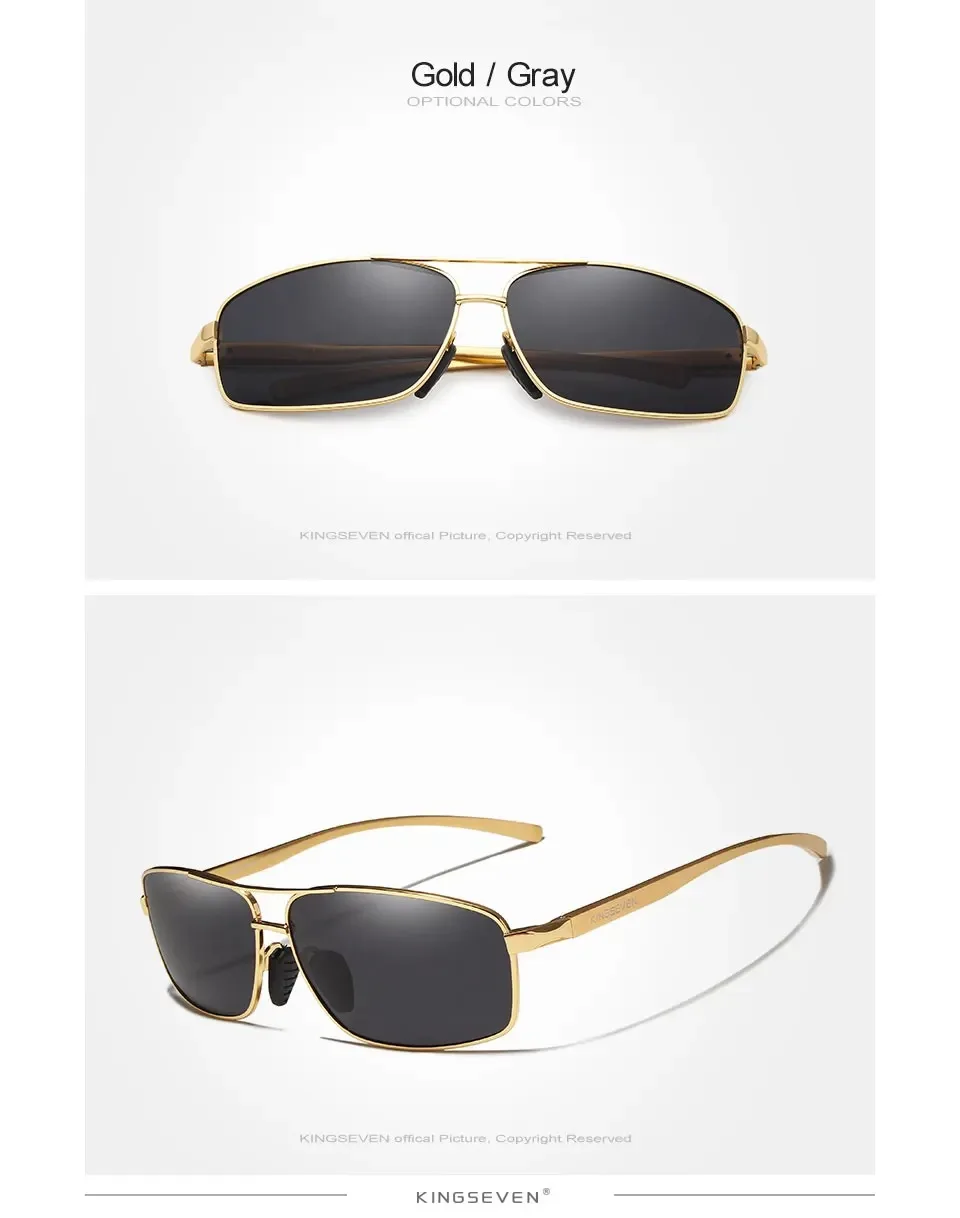 KINGSEVEN Marke Männer Polarisierte UV400 Sonnenbrille Vintage Retro Rechteck Klassische Gläser Anti-glare Fahren Golf Sport Brillen – Detail 8