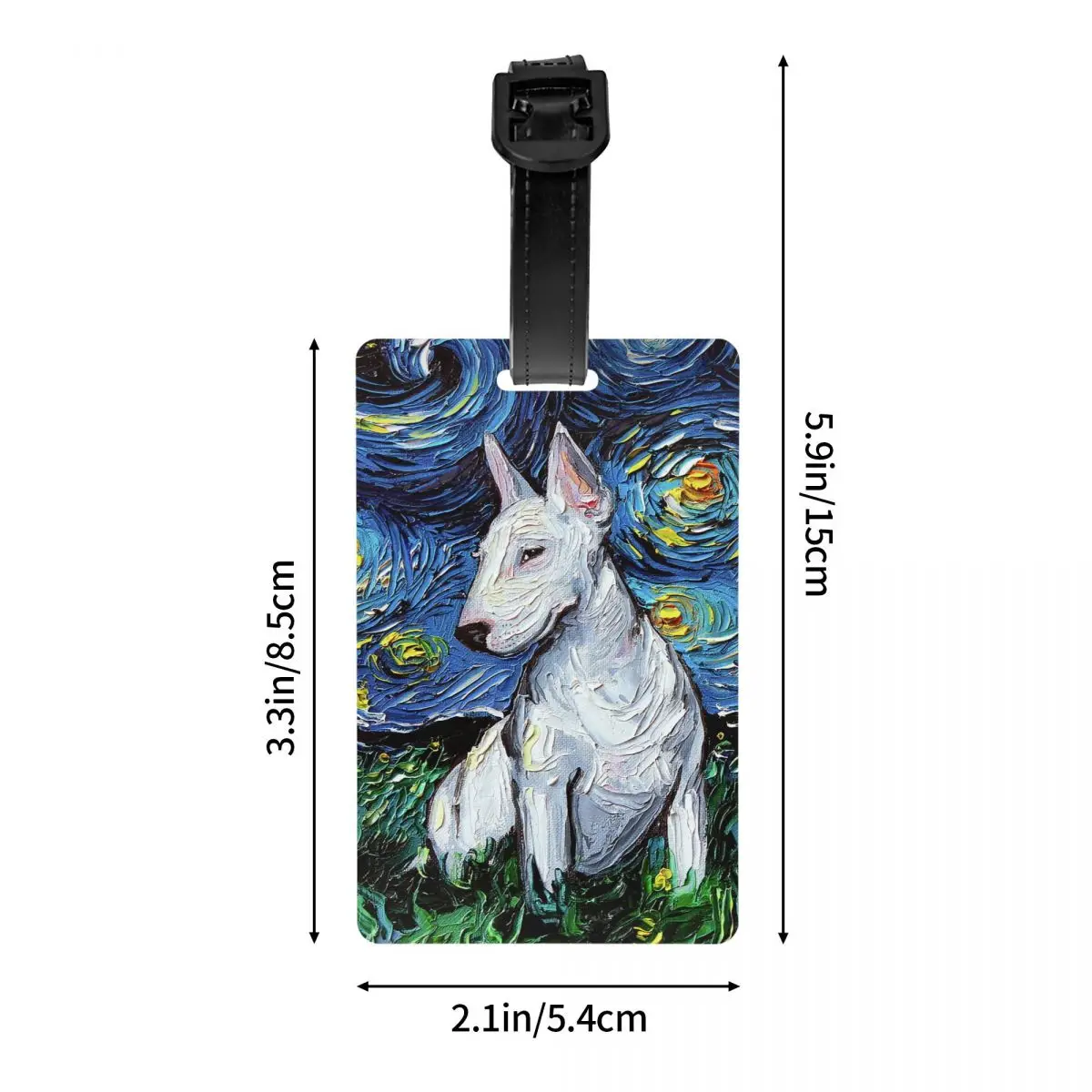 Starry Night Bull Terrier Dog Luggage Tag for Suitcases Cute Pet Lover Baggage Tags Privacy Cover Name ID Card