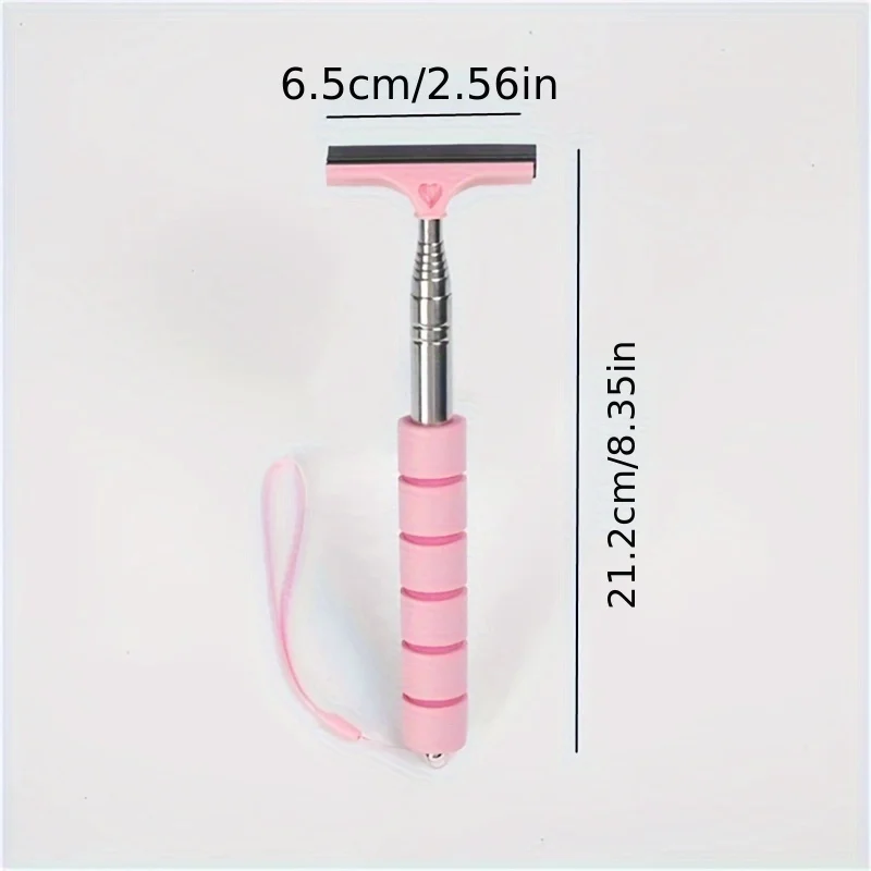 قطعة واحدة من الفولاذ المقاوم للصدأ، ممسحة مرآة الرؤية الخلفية للسيارة تلسكوبية مع رأس فرشاة ذات طبقات قابلة للسحب - أداة تنظيف النوافذ المحمولة.