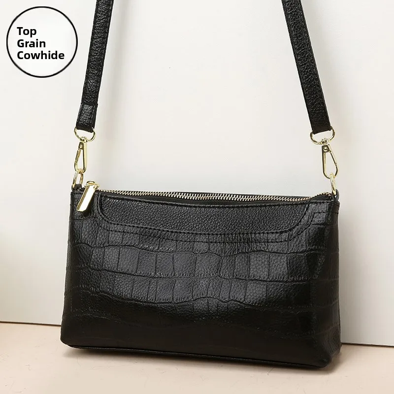 

Женская сумка через плечо, верхний слой из воловьей кожи, универсальная сумка на одно плечо, милая повседневная сумка на молнии для колледжа