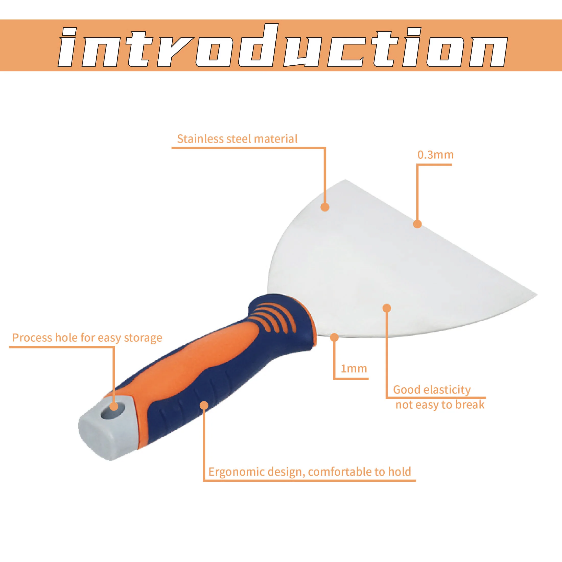 Spatola per stucco strumento per cartongesso coltello da costruzione spatola manico in plastica lama strumenti di costruzione in acciaio