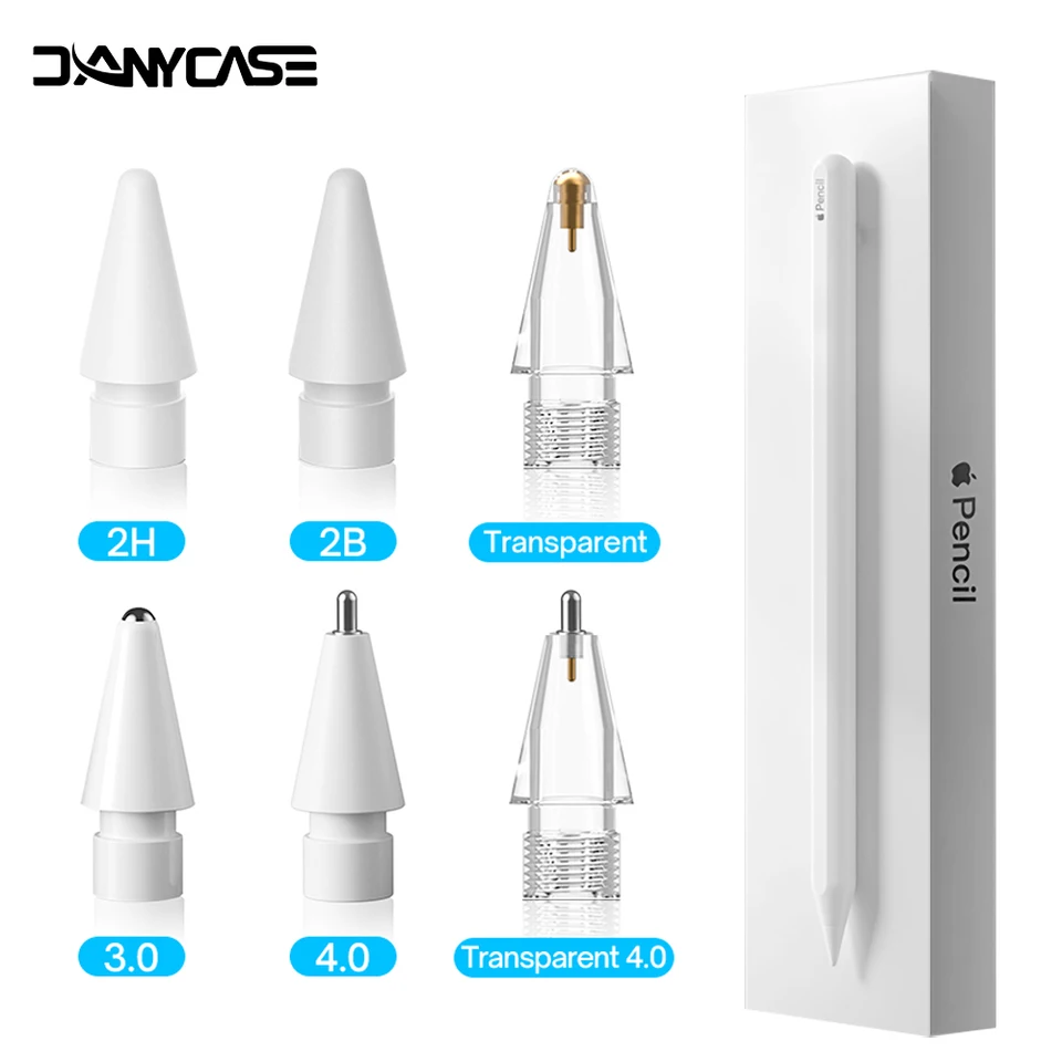 Apple Pencil Tips 1st 2nd Gen 2H 2B 4.0 Transparent Nib
