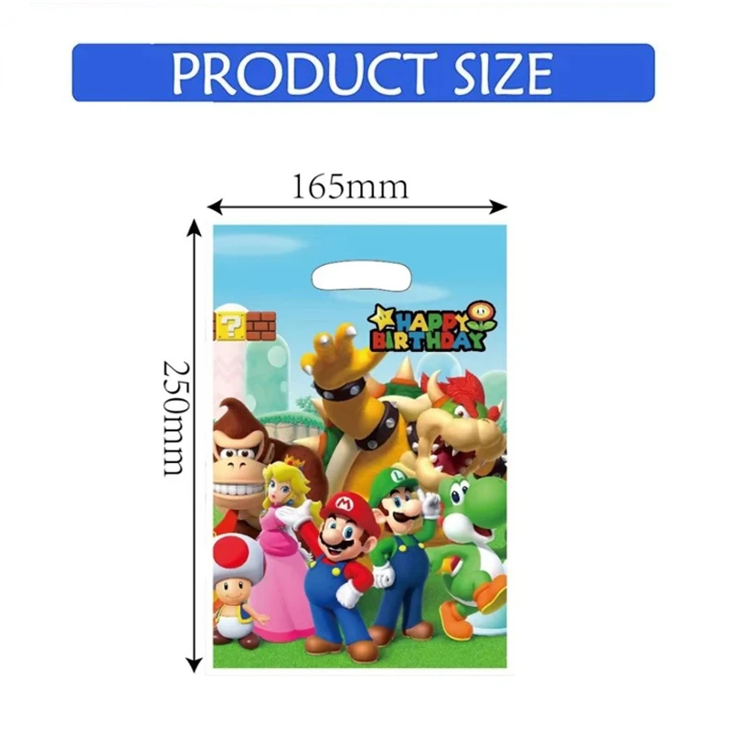 حقائب حفلات ماريو ماريو بروس لتزيين أعياد الميلاد، حقائب هدايا بلاستيكية، صندوق حلوى ماريو، مستلزمات حفلات استقبال المولود الجديد للفتيات #3