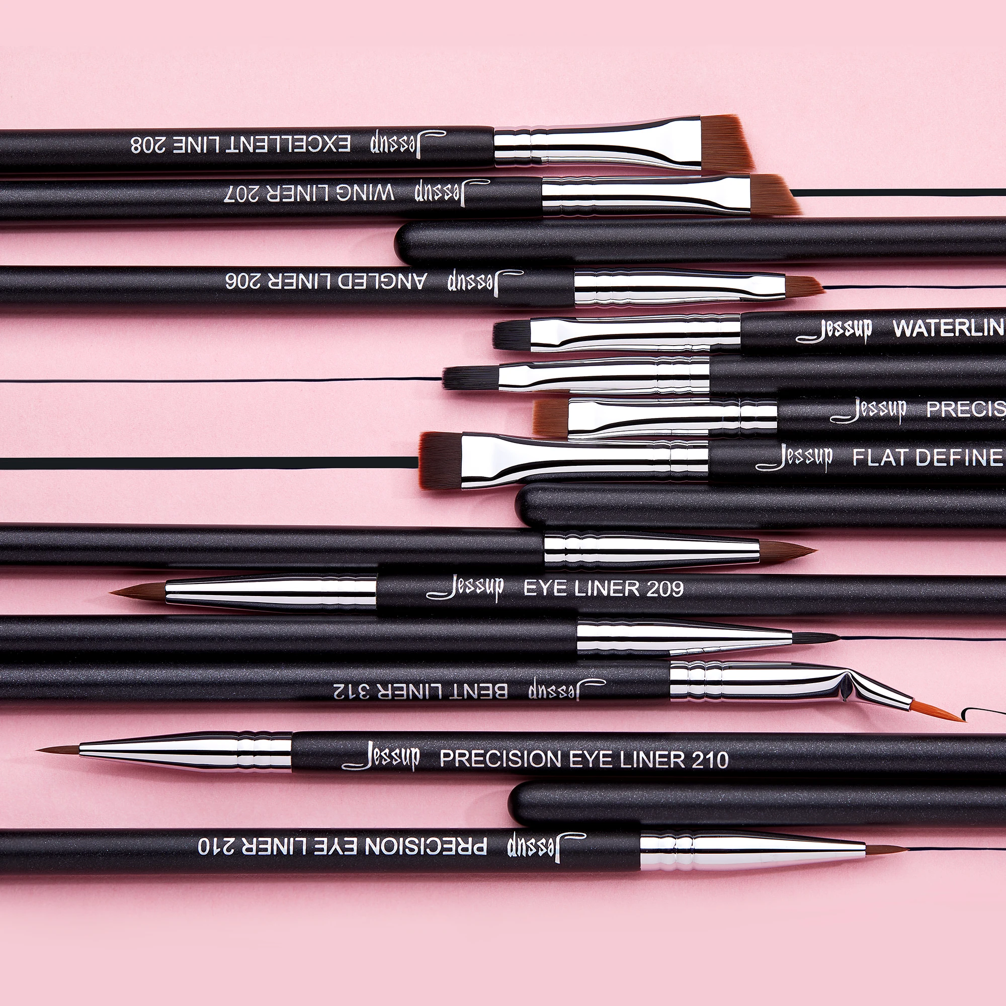 Jessup Eyeliner Brush Set,Eyebrow Brush set,Lip Brush set, Eye liner Angled Flat Definer Bent Pencil Point Brow T324