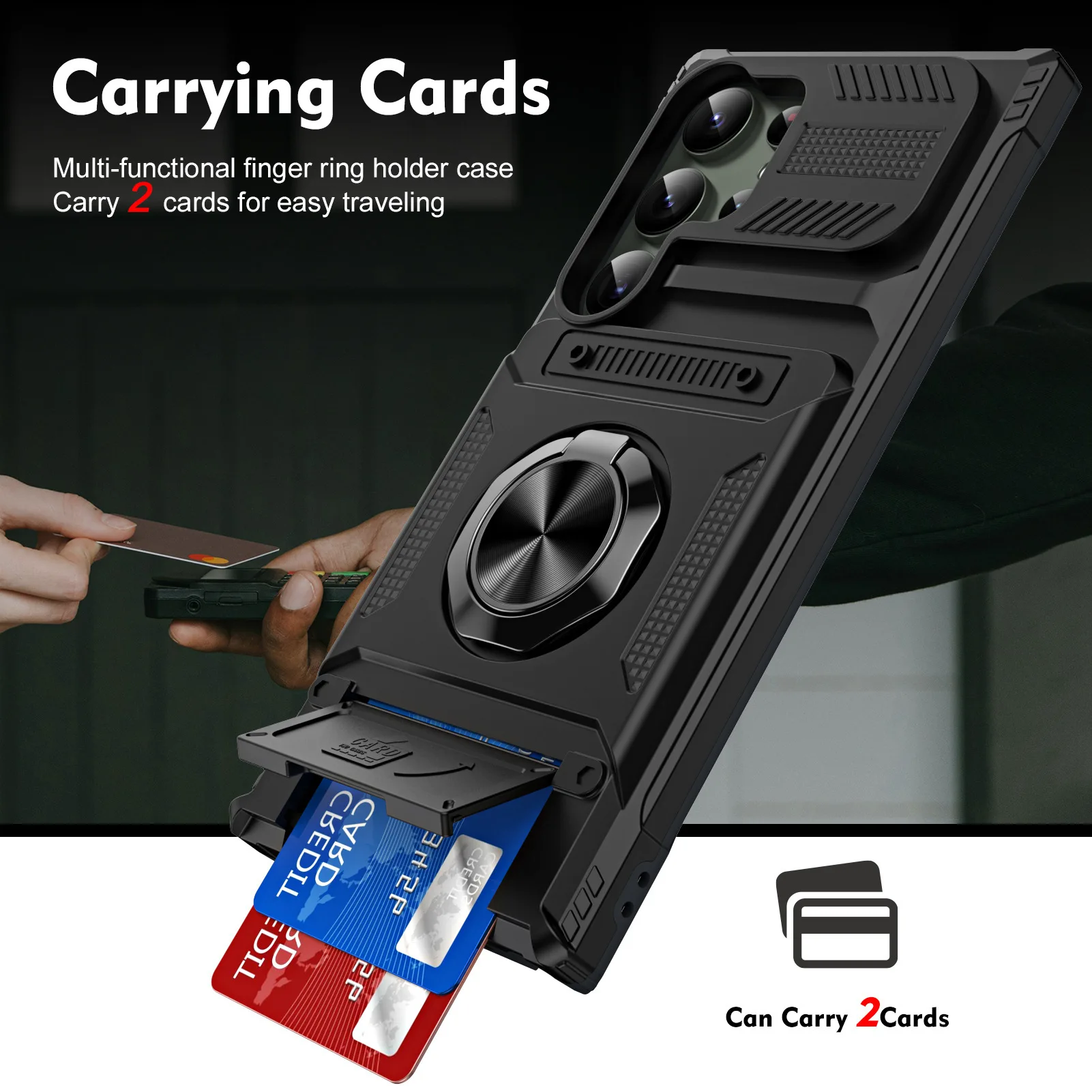 Applicable to Samsung S26Ultra hidden card mobile phone case cross-border ring car magnetic suction bracket A57 anti-drop