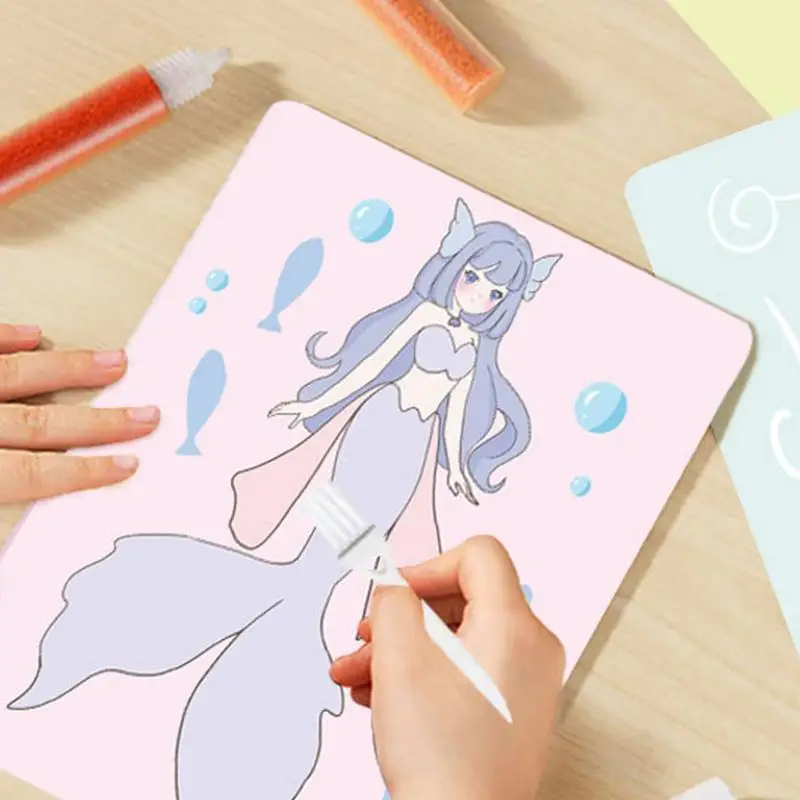 Kit seni pasir untuk anak-anak interaksi orang tua anak lukisan pasir untuk anak-anak seni pasir kerajinan pasir merangsang kreativitas meningkatkan mata tangan