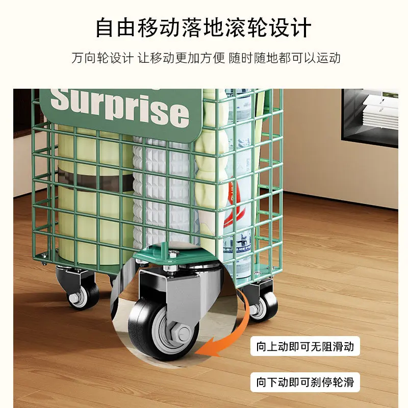 Sports Equipment Storage Rack Yoga Mat Storage Basket Fitness Equipment Crack Household Racket Ball Mobile Shelf