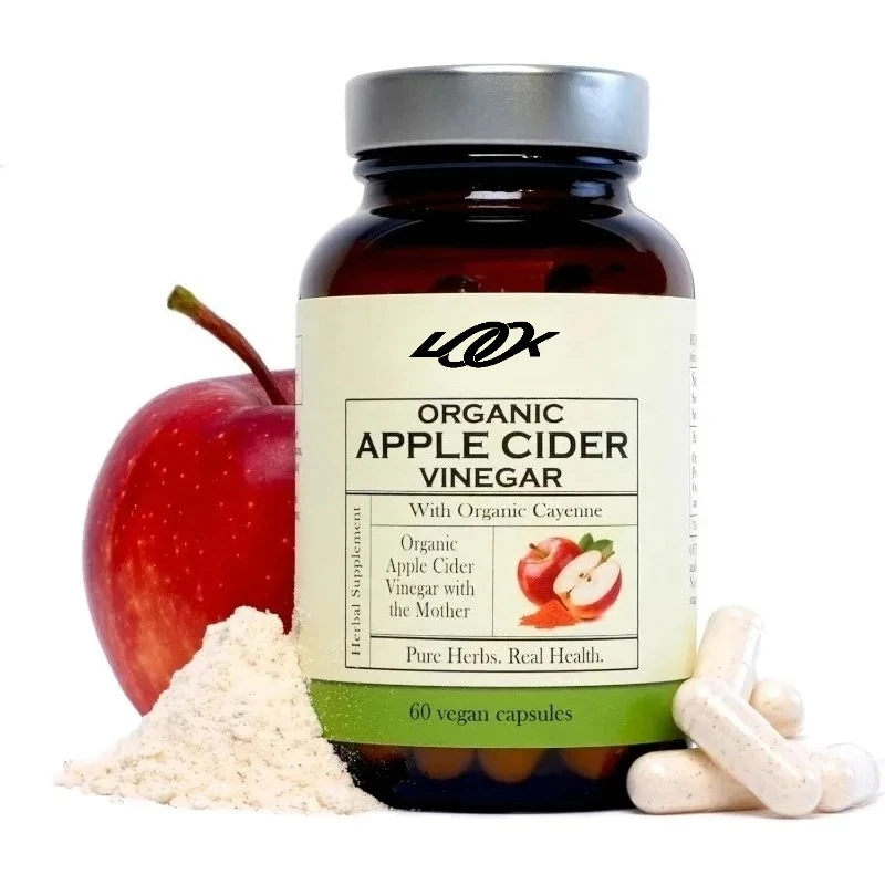 

Органические капсулы с уксусом яблока, содержащие матери и органические Cayenne | 650 мг | 60 вегетарианских капсул