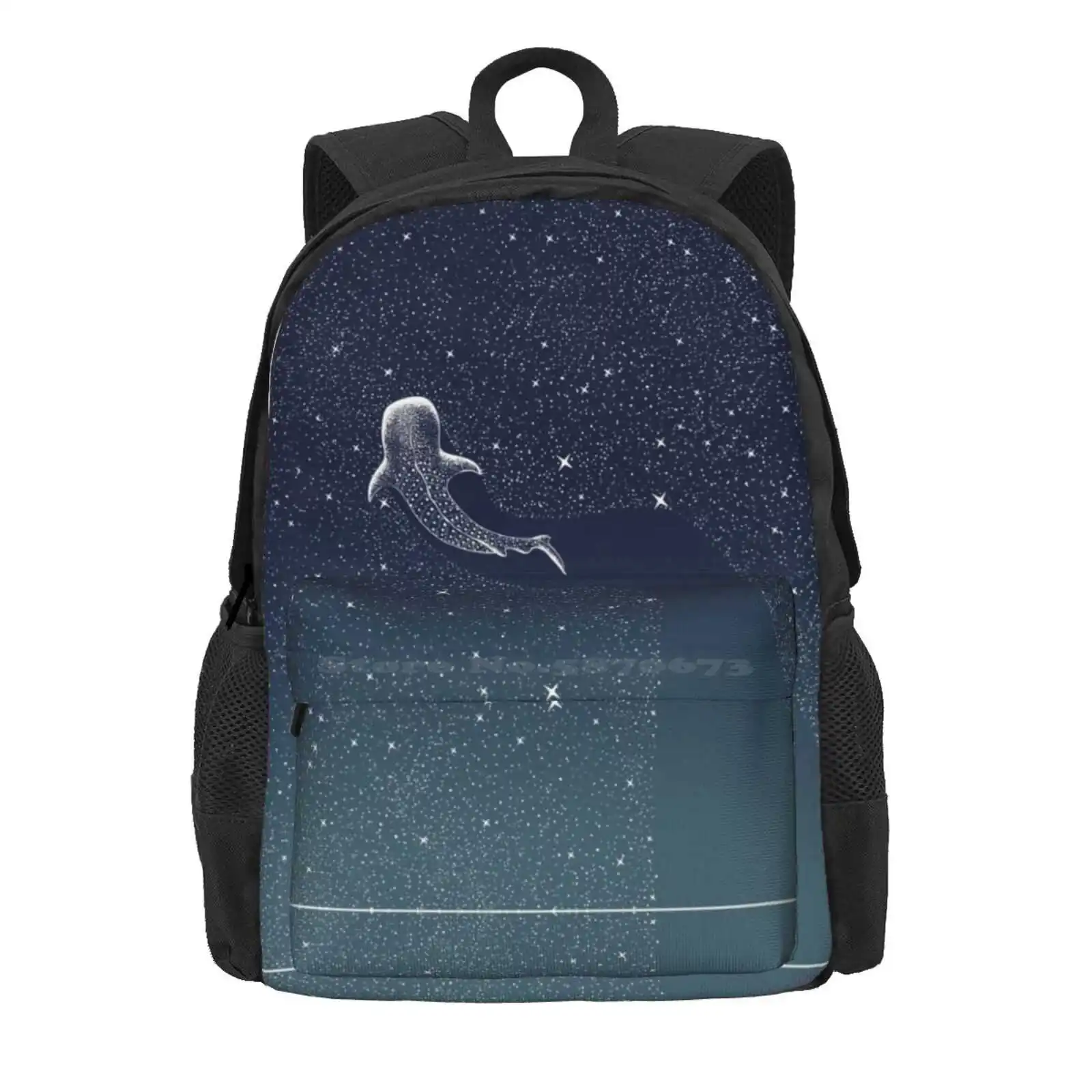 Star Eater Color Grad - Turquoise Hot Sale Schoolbag Backpack Fashion Bags Whale Shark Animal Space Cosmos Stars Artsy Galaxy