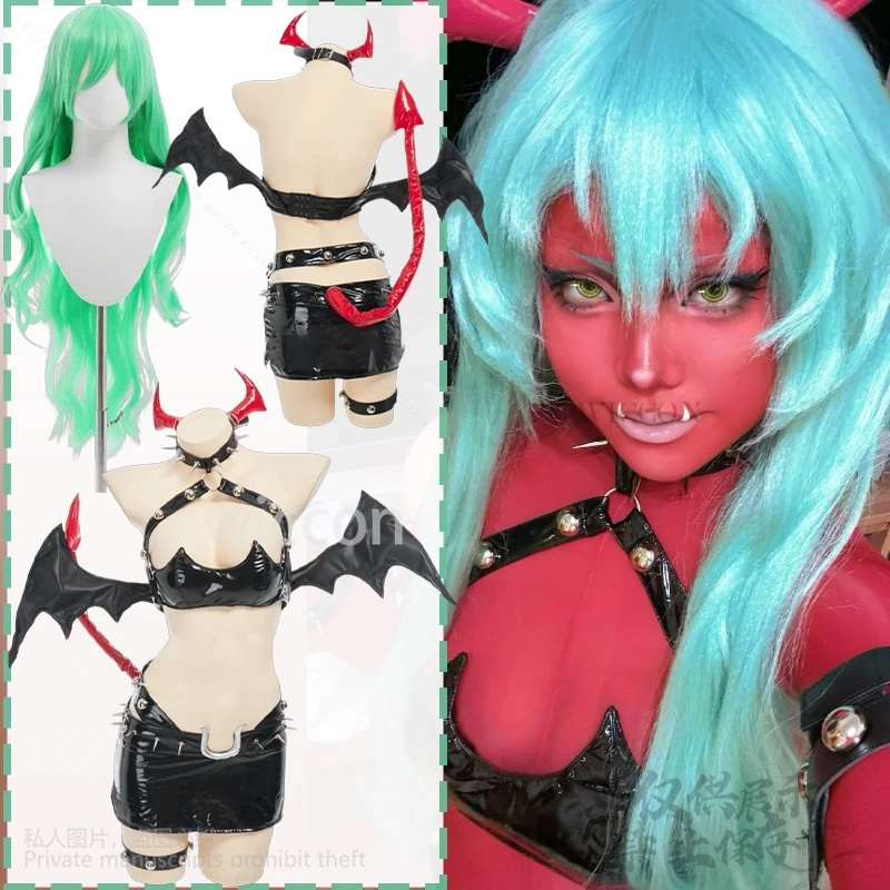 

Scanty Cosplay PANTY & STOCKING With GARTERBELT Anime Costume Nightclub Queen Patent Leather Demon Sexy PU Tight Suit Halloween