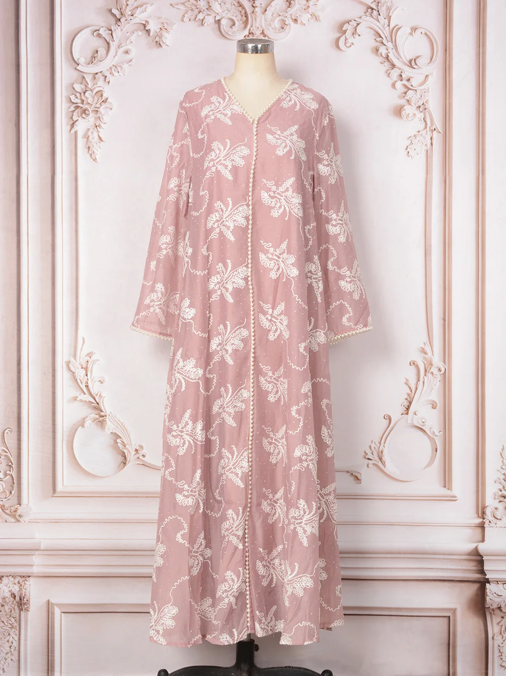 

2025 г., мусульманские новые модные женские свободные платья с v-образным вырезом и длинными рукавами до щиколотки, повседневные модные платья с принтом, женская одежда