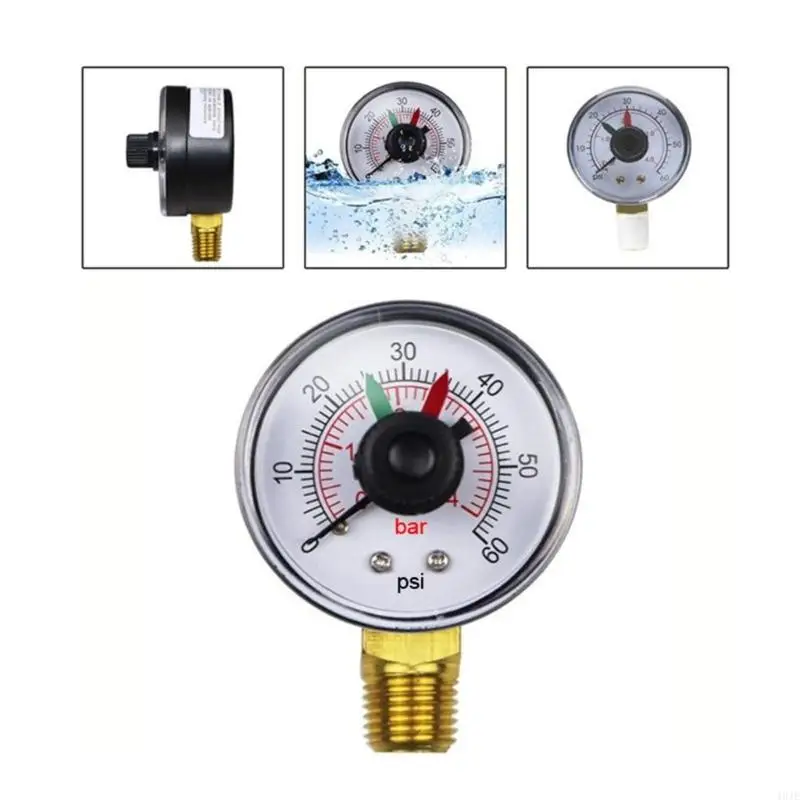 40JE مرشح حوض السباحة مقاييس الضغط 0-60PSI 2 "الطلب مقاييس ضغط حوض السباحة مقاييس الضغط لمرشح حوض السباحة 1/4NPT مركز أسفل جبل