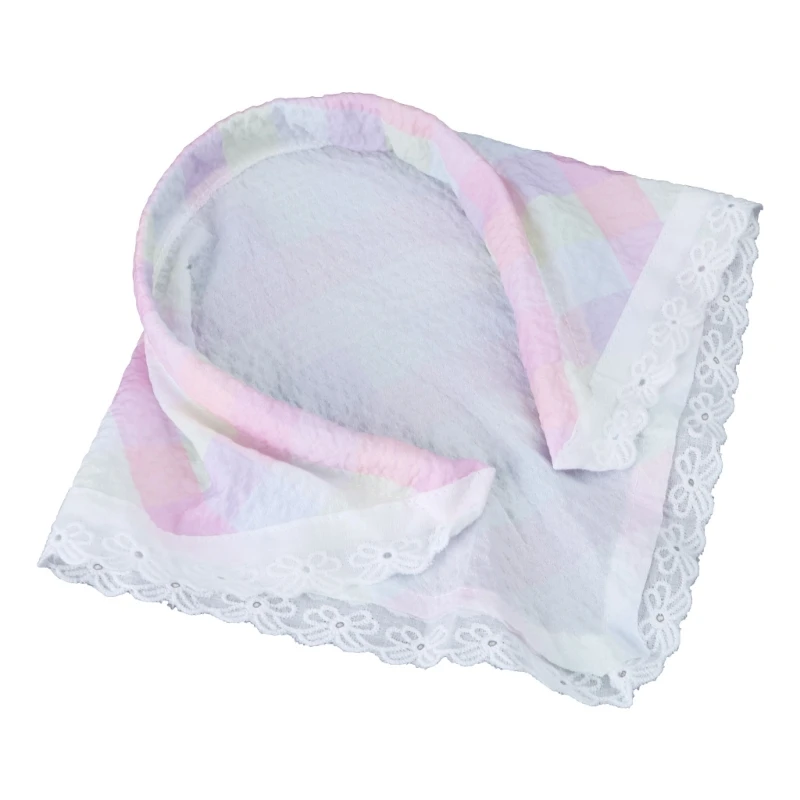 Delicate Lace Trim Kerchiefs Teens Girl Summer Spring Hair Scarf Sheer Hairband for Women Photo Hair Kerchiefs