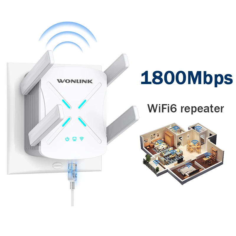 AX1800 WiFi 6 Repeater 5G Long Range Roteador WiFi Extender Gigabit Amplifier 4 Antenna Repetidor De Sinal Puissant Amplifier