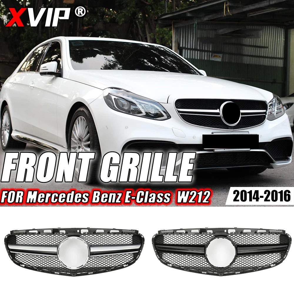 

XVIP Chrome AMG Style Front Bumper Grille For Mercedes Benz E W212 E300 E350 E400 2014-2016 Glossy Black GTR Style Racing Grille