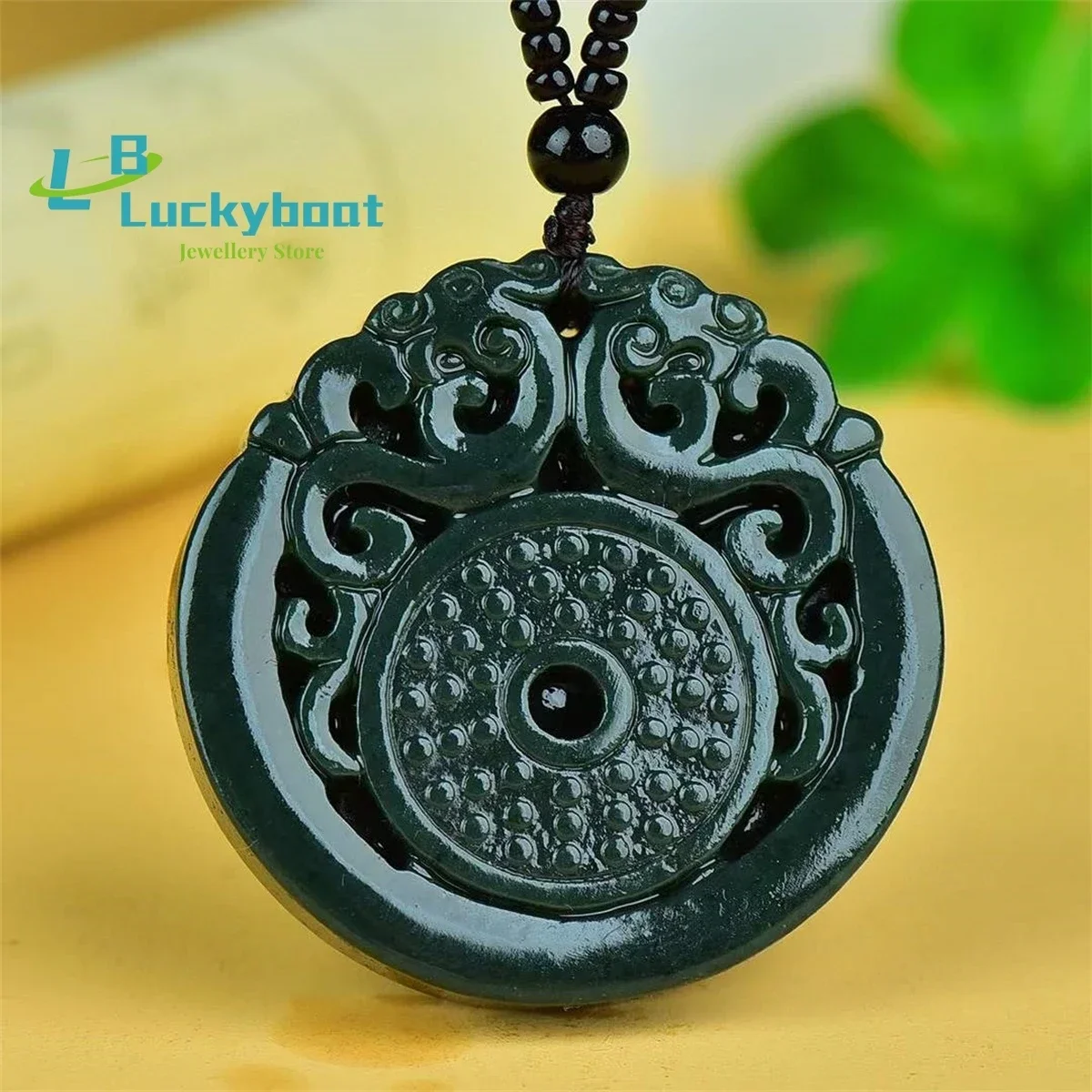 Natural Hetian Qingyu Antique Dragon Pendant Simple and Personalized Fashion Exquisite Versatile for Men and Women