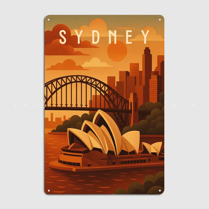 Sydney Travel Poster Opera House Metal Custom Sign Living Room Wall Indoor Decor Room Decoration Bedroom Posters Home Decor