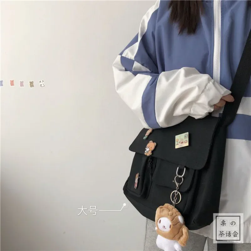 Japanese harajuku cute retro girl messenger shoulder bag canvas student female school image 4