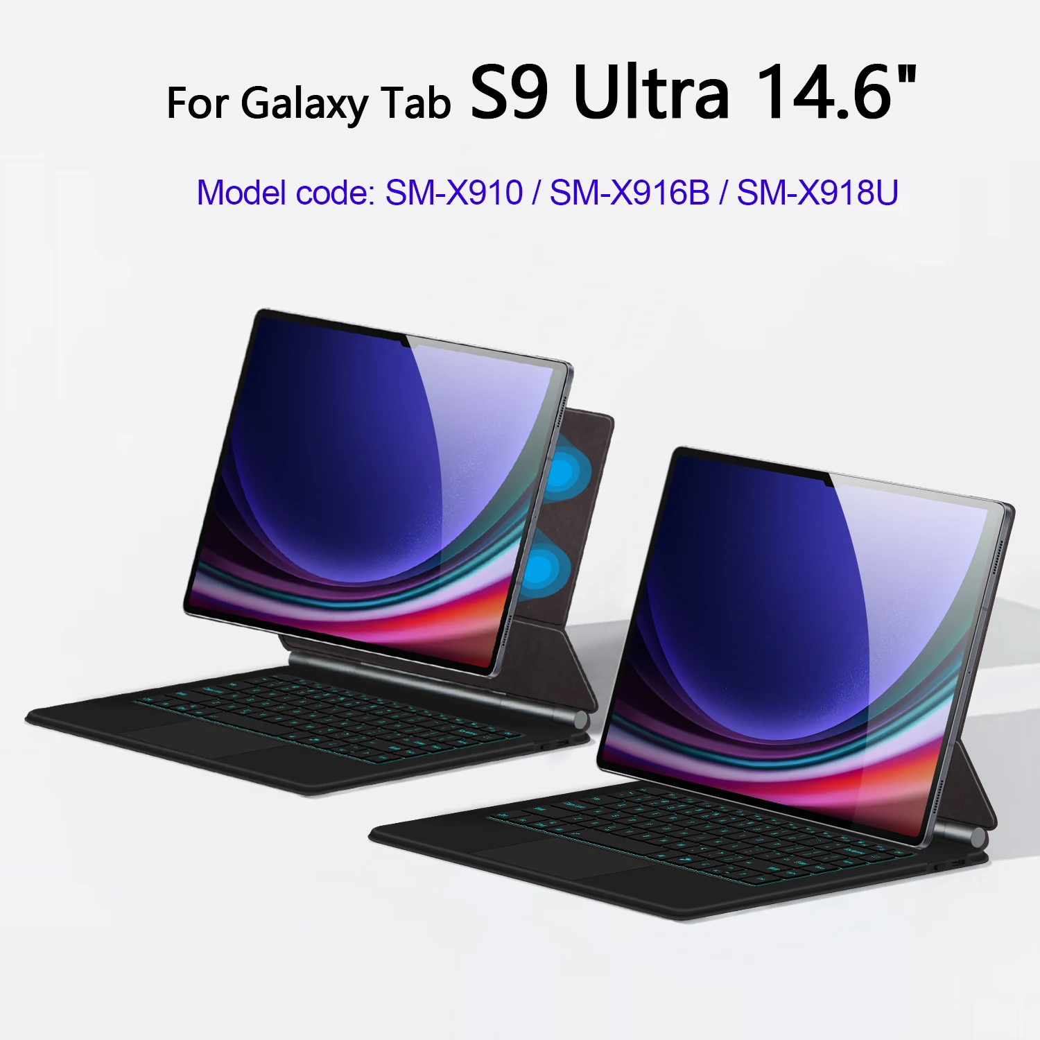 AJIUYU Magic Keyboard Folio voor Samsung Galaxy Tab S9 Ultra 14.6 inch 2023 SM-X910 X916B X918U Smart Magnetische Toetsenbord Case