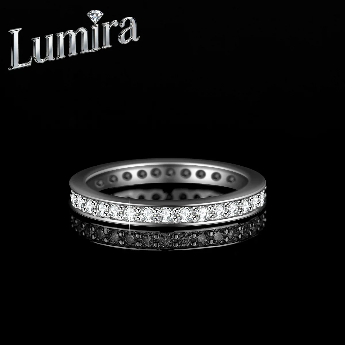 

Lumira Platinum PT950 Moissanite Ring for Women - Full-Circle Geometric Band with Tail Design Anniversary Gift