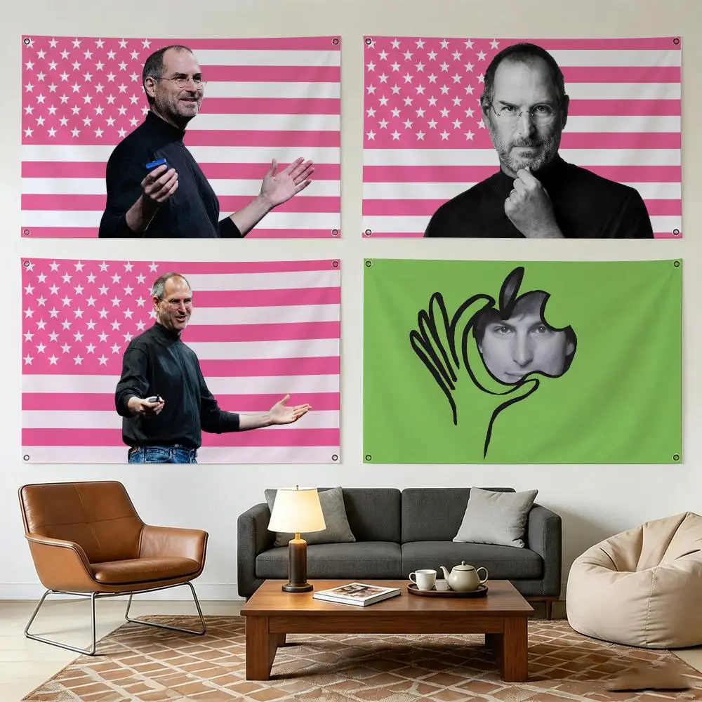 S-steve J-jobs Fashion Flags Durable Outdoor Indoor Festive Decoration Classic Design Wall Room Banner