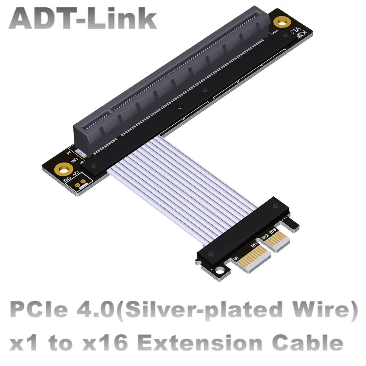 ADT Silver-Plated Riser PCI-E 4.0 x1 To x16 Extension Cable, PCIe x16 Graphics Card RAID SSD, LAN AMD Nvidia GPU Full Speed Gen4