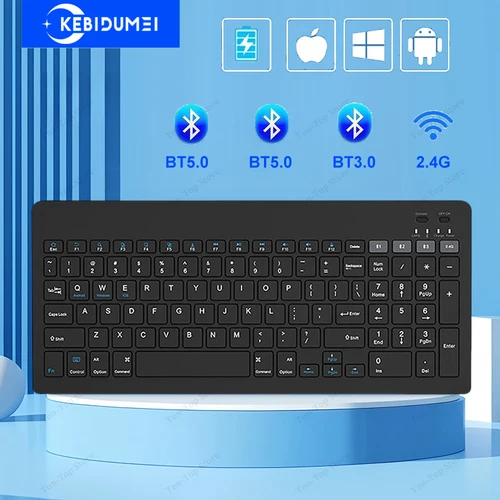 Teclado Bluetooth 5,0 de modo Dual, teclado inalámbrico 2,4G, teclado para juegos recargable 3BT para ordenador portátil, tableta, Android iOS Windows