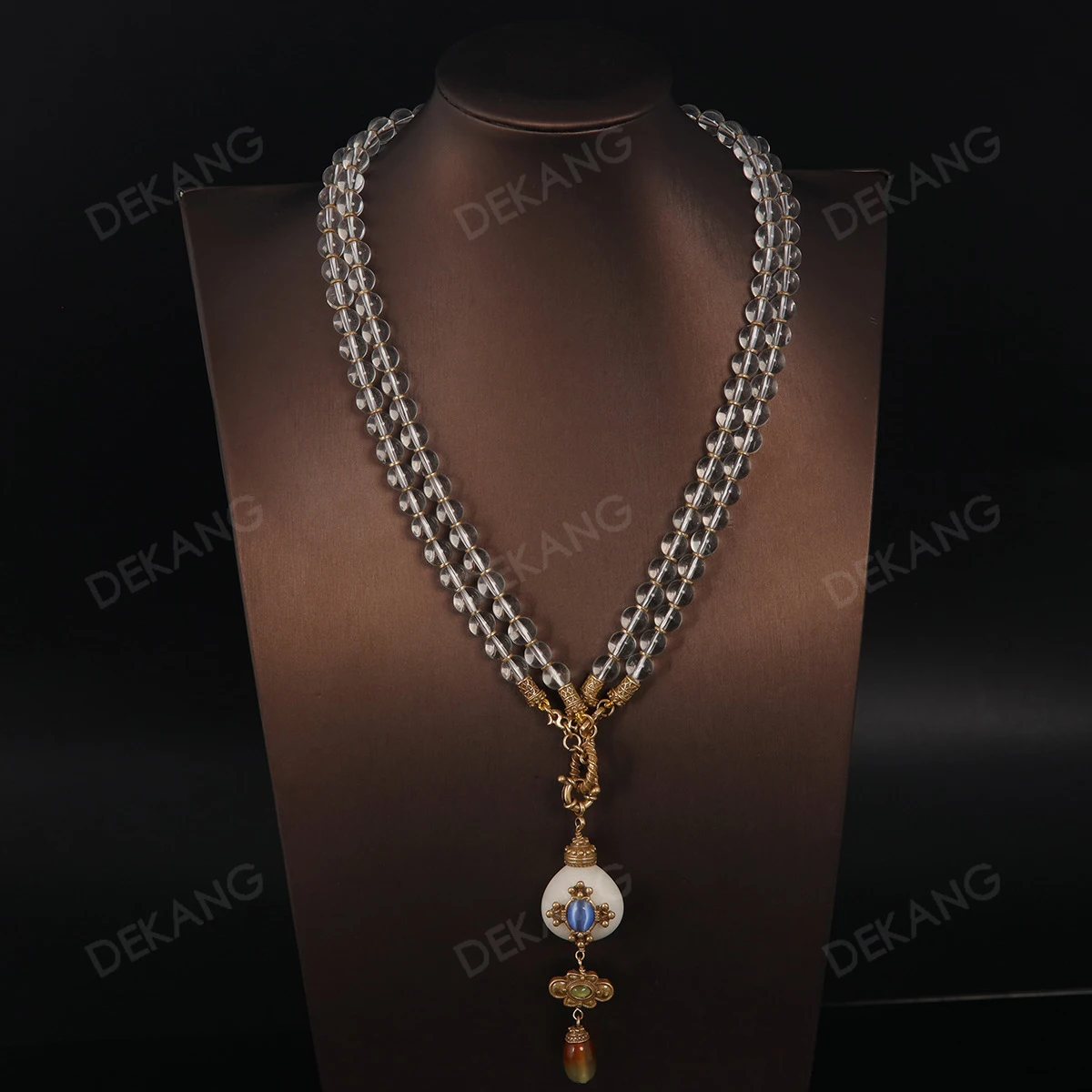 

Transparent Glass White Natural Stone Agate Bead String
