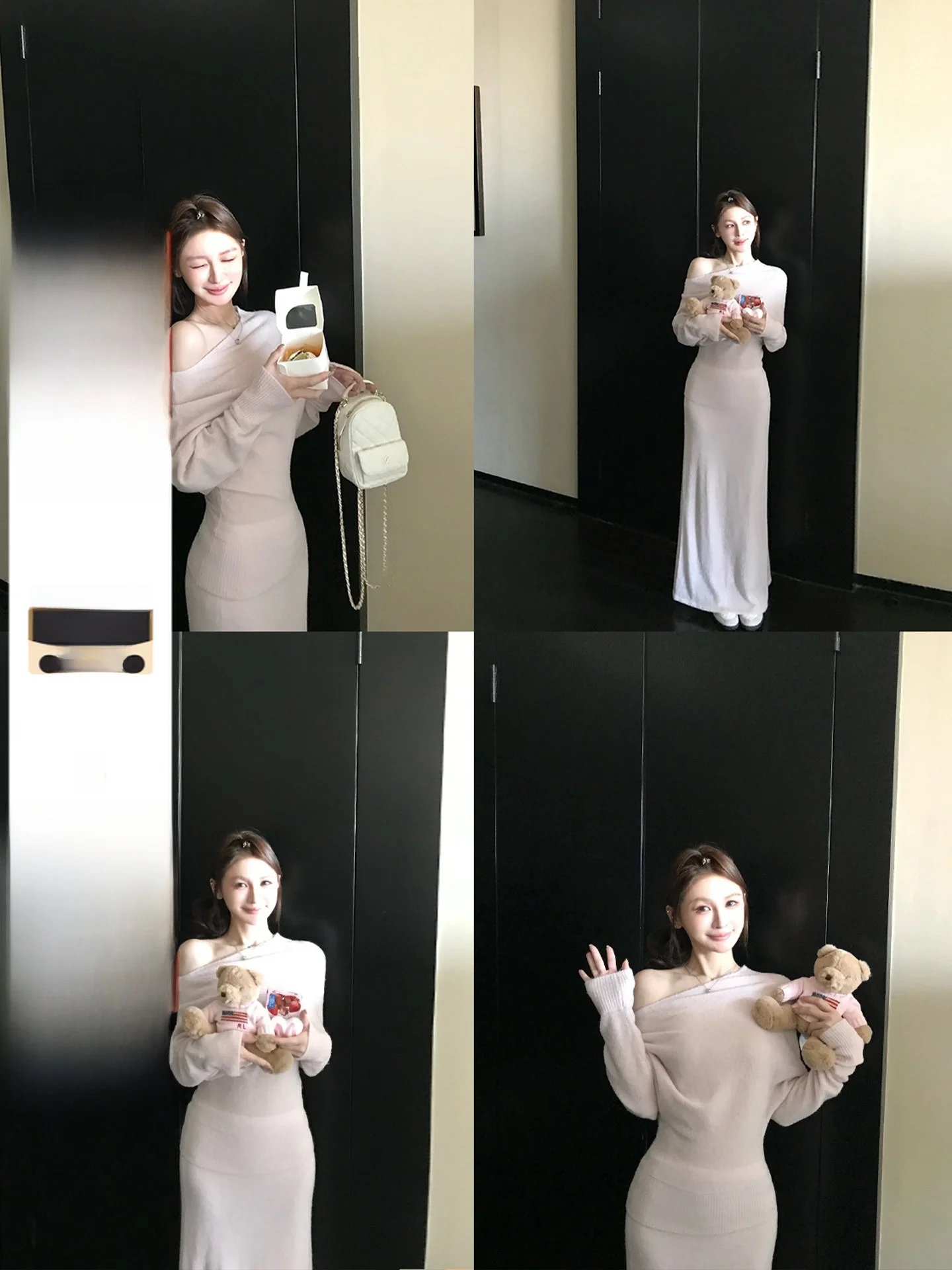 

Комплект из шерстяной пряжи Skk Store: мягкий, пушистый вязаный свитер на одно плечо и простой лонгслив с длинным рукавом