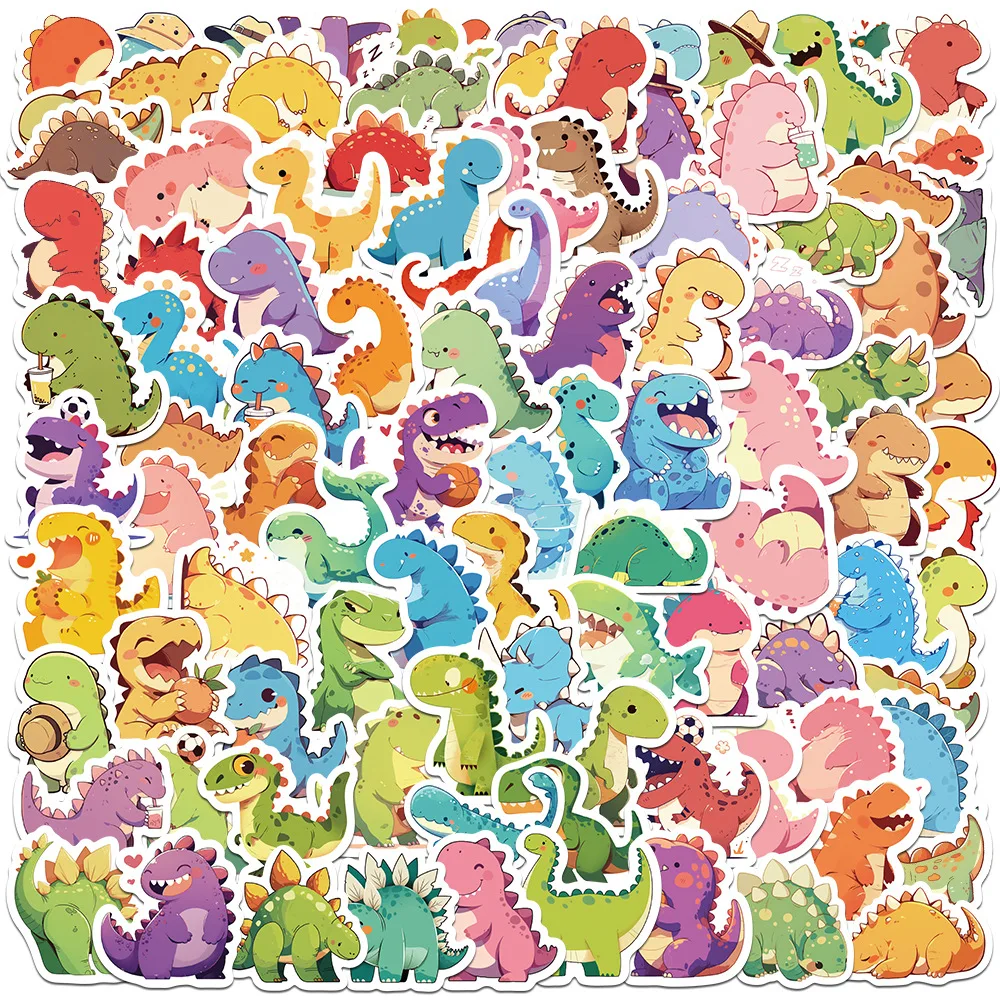 10/100PCS New Cartoon Small Dinosaur PVC Sticker Aesthetic Children's Decoration Scrapbooking Stationery School Supplies for Kid