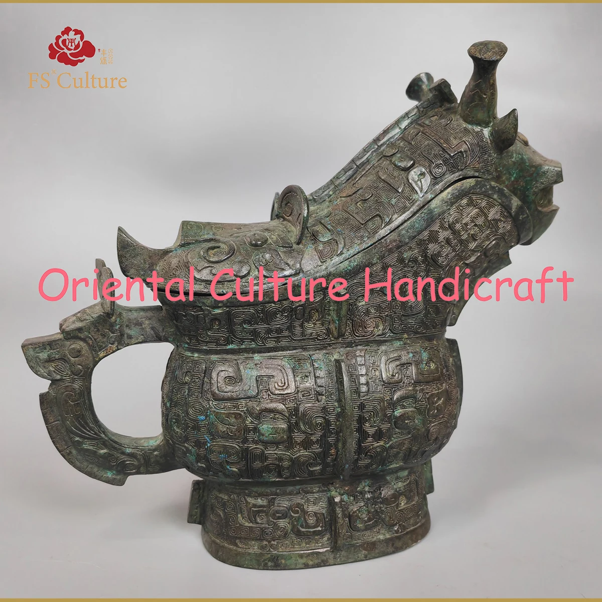 Ancient Chinese Shang Dynasty Bronzes,Wine Container,High-End Cultural Gifts,Handicrafts,  Home Furnishings, Collectibles