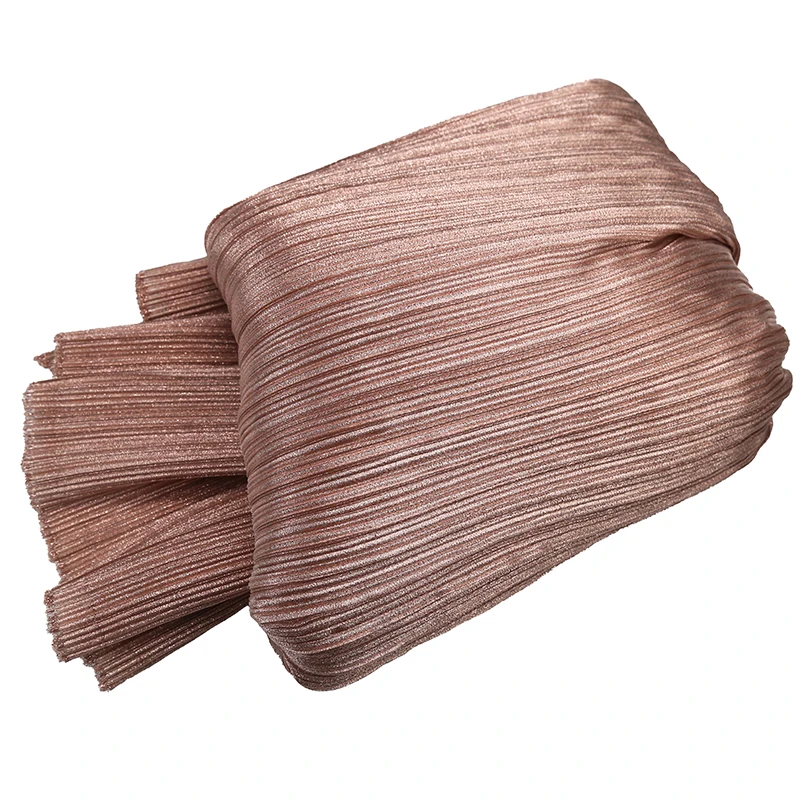 Metallic Pearlescent Miyake Pleated Fabric for Wedding Styling Stage Decoration Dress Fashion Designer DIY Material