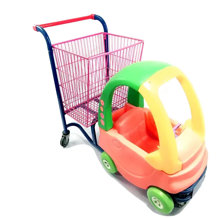 

Индивидуальная оптовая детская ручная корзина для покупок с игрушечным автомобилем, детская тележка для торгового центра