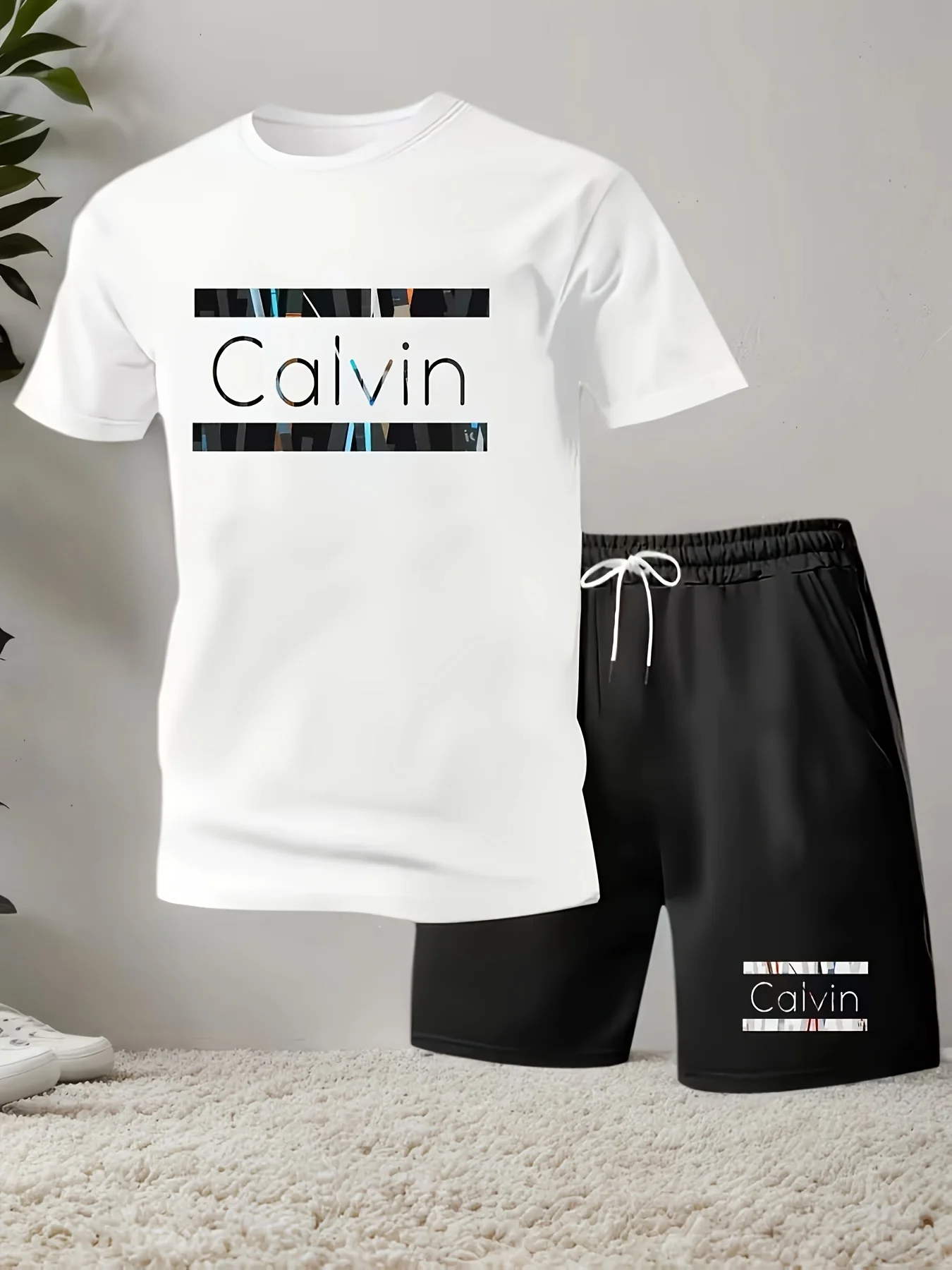 

New men's breathable mesh T-shirt and shorts set, anti-wrinkle men's sportswear set, youthful and fashionable short-sleeved set