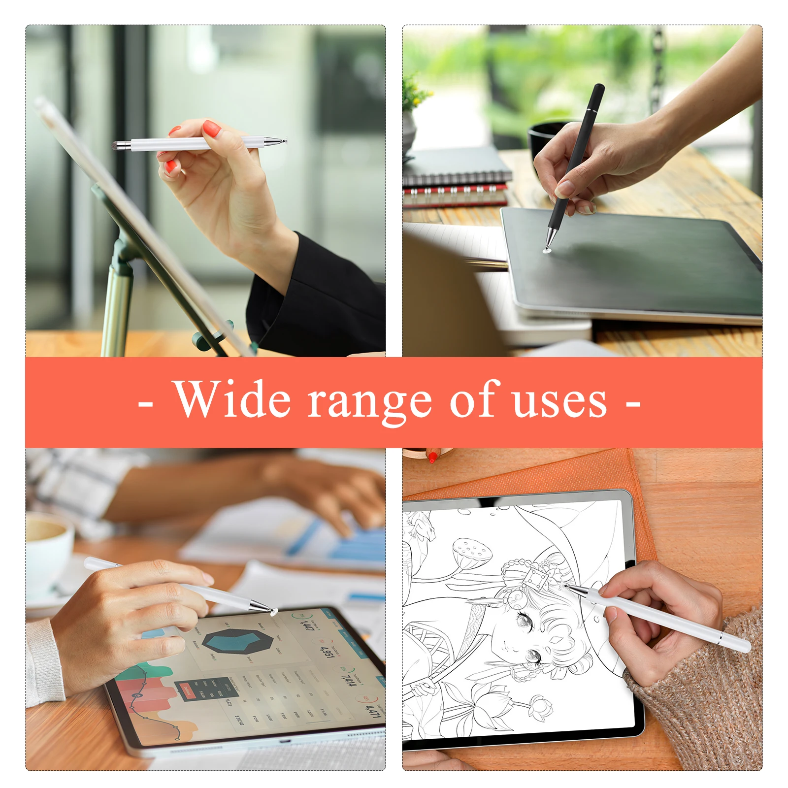 

2 Pcs Stainless Steel Capacitive Stylus Sensitive Touch Screen Pen Universal High Precision Quiet Writing Flexible
