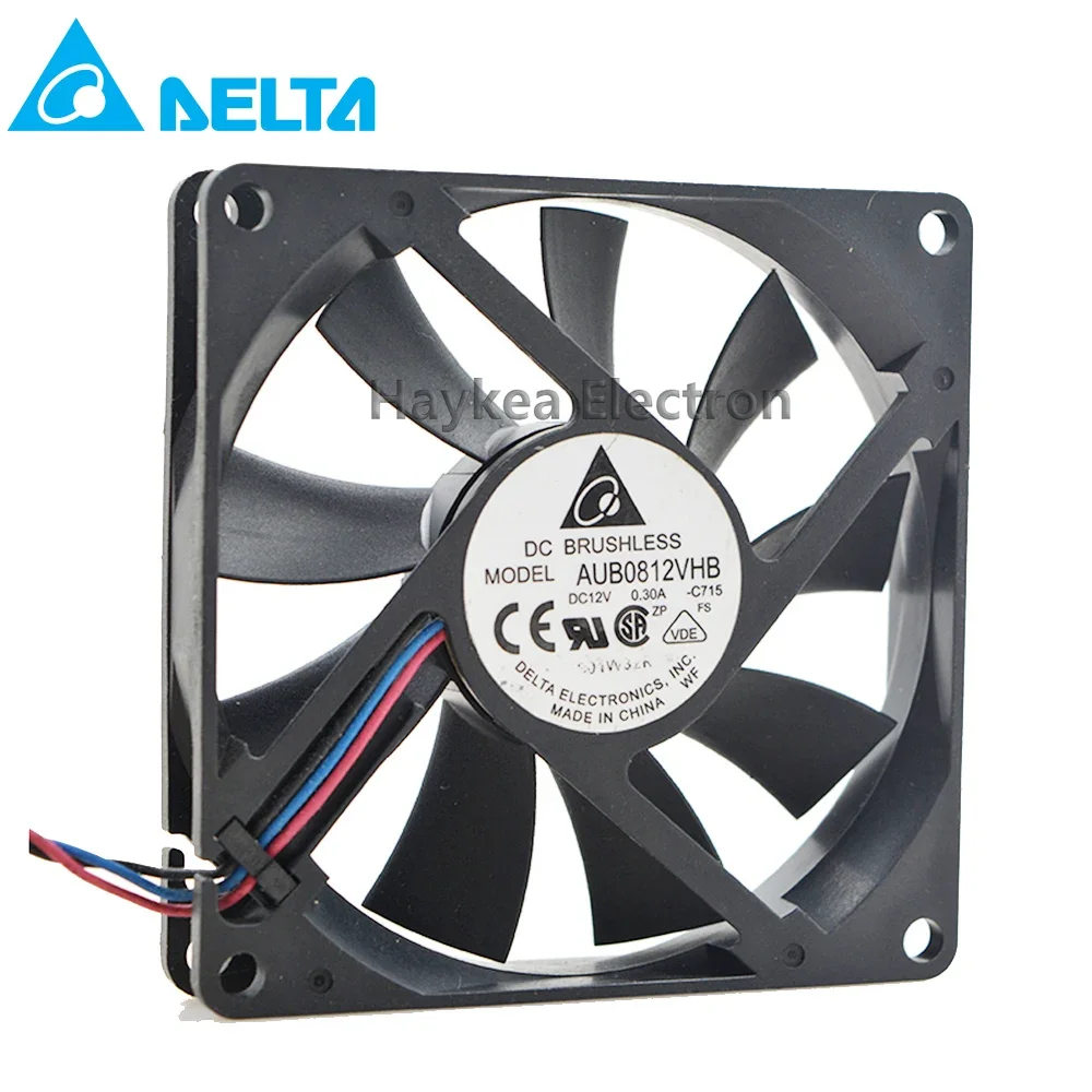 Ventilateur de refroidissement pour Delta AUB0812VHB 8015 DC, 12V, 0,30 A, 8cm, 80x80x15mm