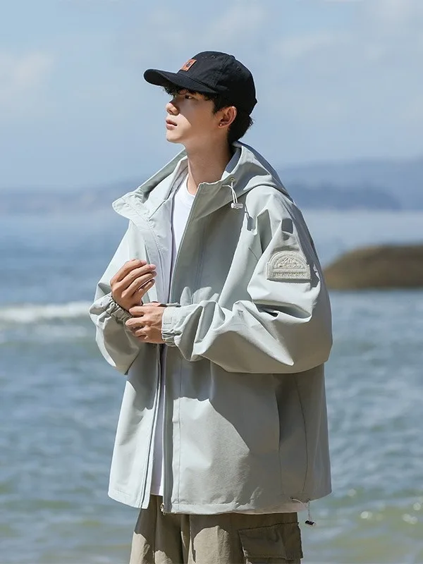 

Спортивная куртка-ветровка American Sle Outdoor для активного отдыха, весна-осень, свободный крой, с капюшоном, водонепроницаемая, для альпинизма, модный бренд, полиэстер