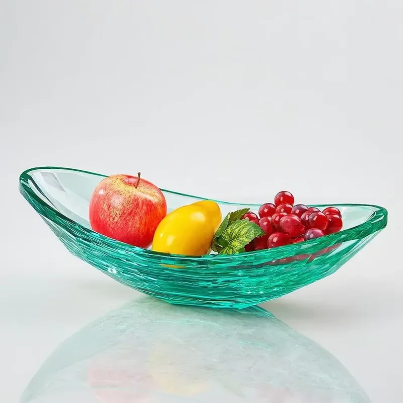 Luxury Handmade K9 Crystal Oval Fruit Plate Custom Transparent Dinner Dish for Home Dining Table Decoration Hotel Wedding