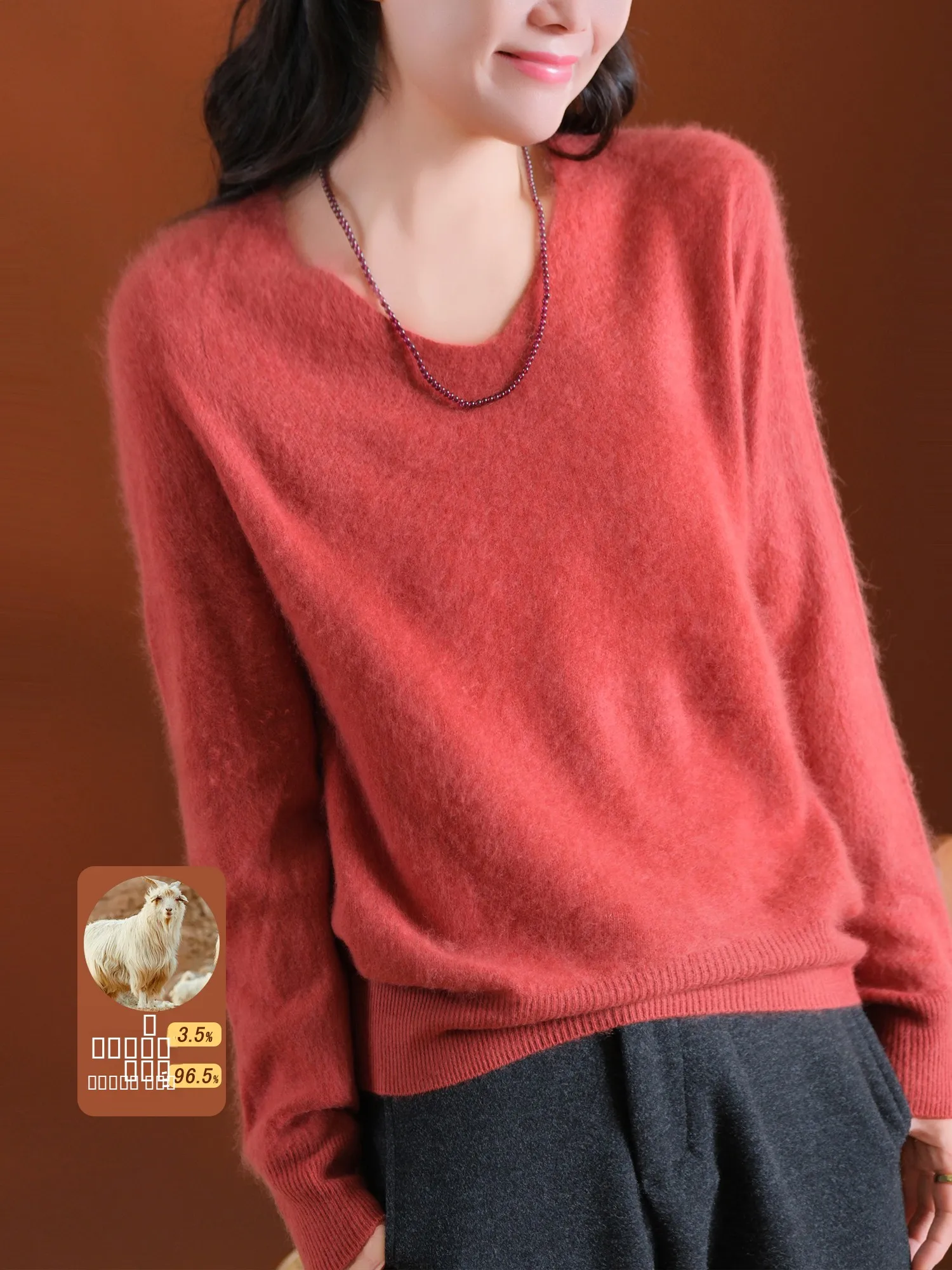 

Женский свитер Lamb Camere свободного кроя с V-образным вырезом, вязаный, с объемной вышивкой, для весны, осени и зимы, повседневный стиль