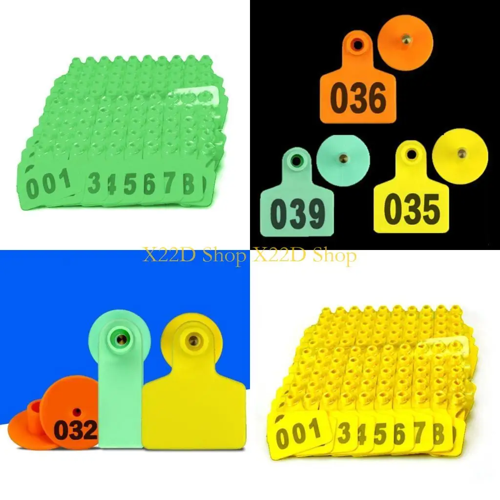 

X22D 100 штук идентификационные бирки для скота 1-100 пронумерованные ушные бирки Прочные ушные бирки из ТПУ для коровы