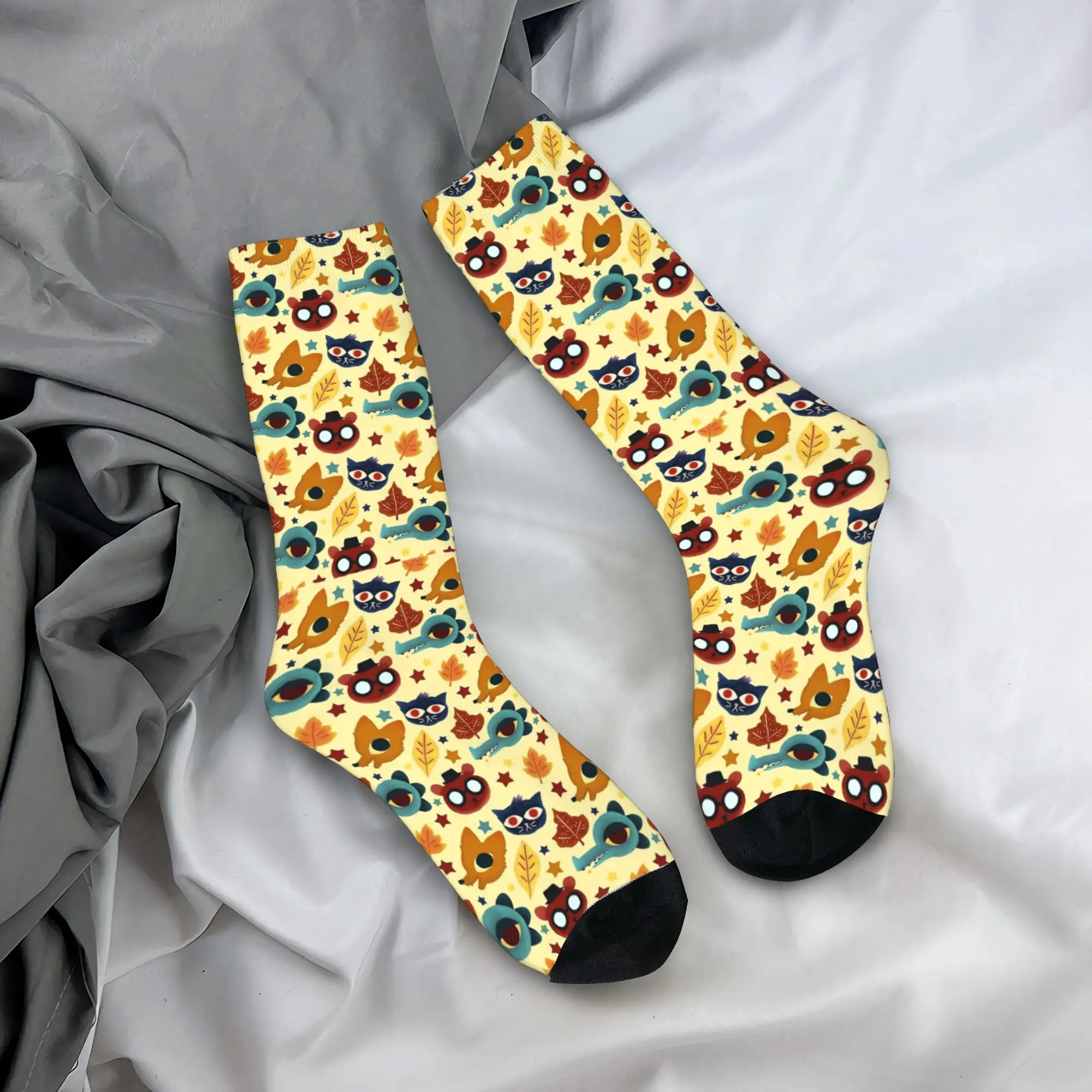Men Socks Night in the Woods Fall Pattern  Stockings Anti-Slip High Quality Socks Winter Kawaii Design Climbing Socks