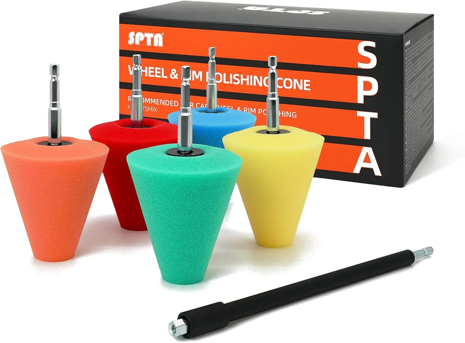 

5 Pack Polishing Cones for Car Wheel Hub Drill Buffing Sponge Pads Kit Attaches to Standard Household Drill