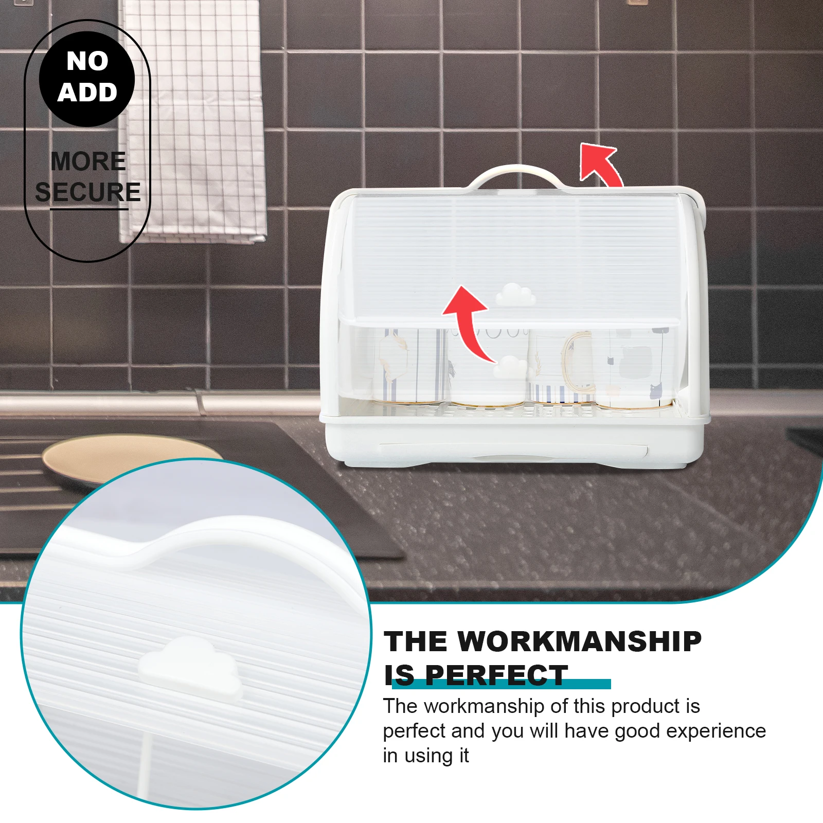 

Creative Drain Plastic Drying With Cover Space Saving Storage Drainer Household Organizer Container Kitchen Cup Drainer Box Cup