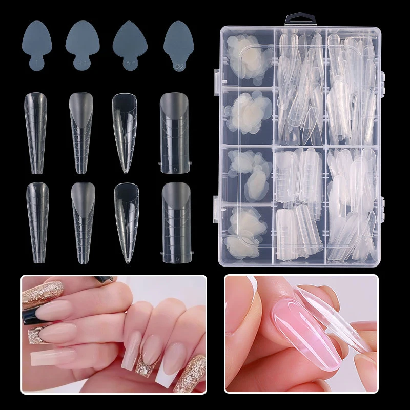 

288pcs French Nail Mold Set Dual Nail Forms False Tips Soft Silicone Pads For Gel Extension Quick Building