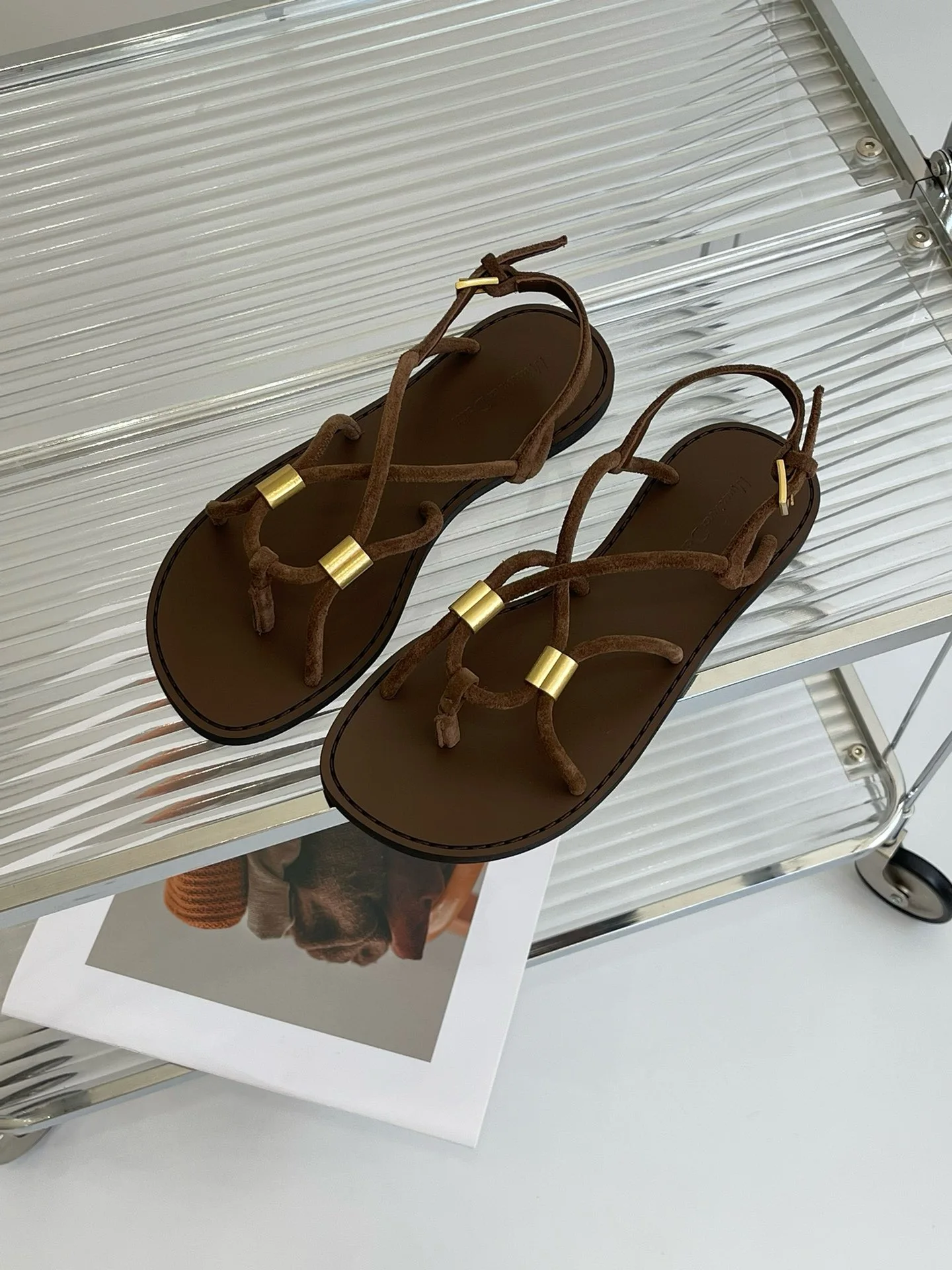 Jenny&Dave Genuine Leather Summer Sandals Flat Sandals Women Minimalist Cowhide Shoes Women