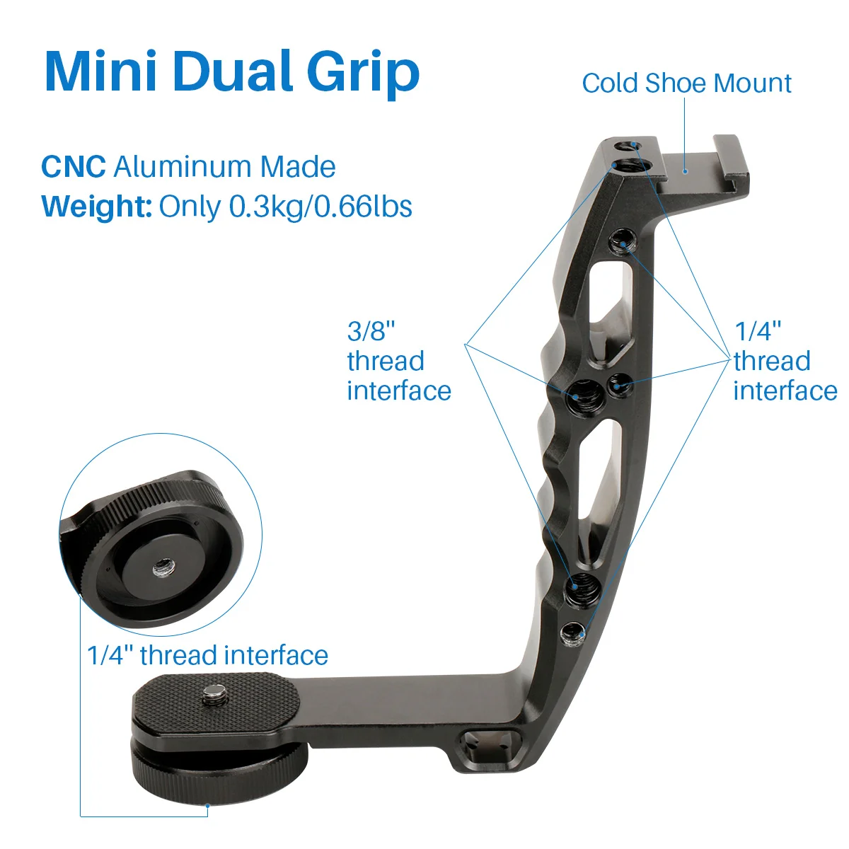 Gimbal Accessories L Bracket Stand Handle Grip with Hot Shoe 1/4'' Screw for Zhiyun Crane 2 DJI Ronin S Weebill LAB Stabilizer