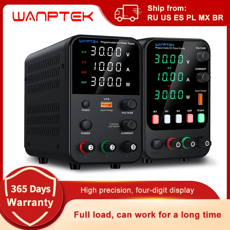 Лабораторный источник питания Wanptek 30 В 5 А 30 В 10 А 60 В 5 А 120 В 3 А Регулируемый с USB-регулятором быстрой зарядки Источник питания постоянного тока